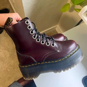 RARE! || JADON MAX WOMEN'S LEATHER PLATFORM BOOTS in OXBLOOD - ATLAS
